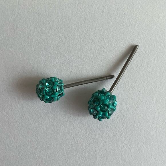Blue Sparkle Ball Earrings - Bright & Eye-Catching Design - Picture 3 of 4